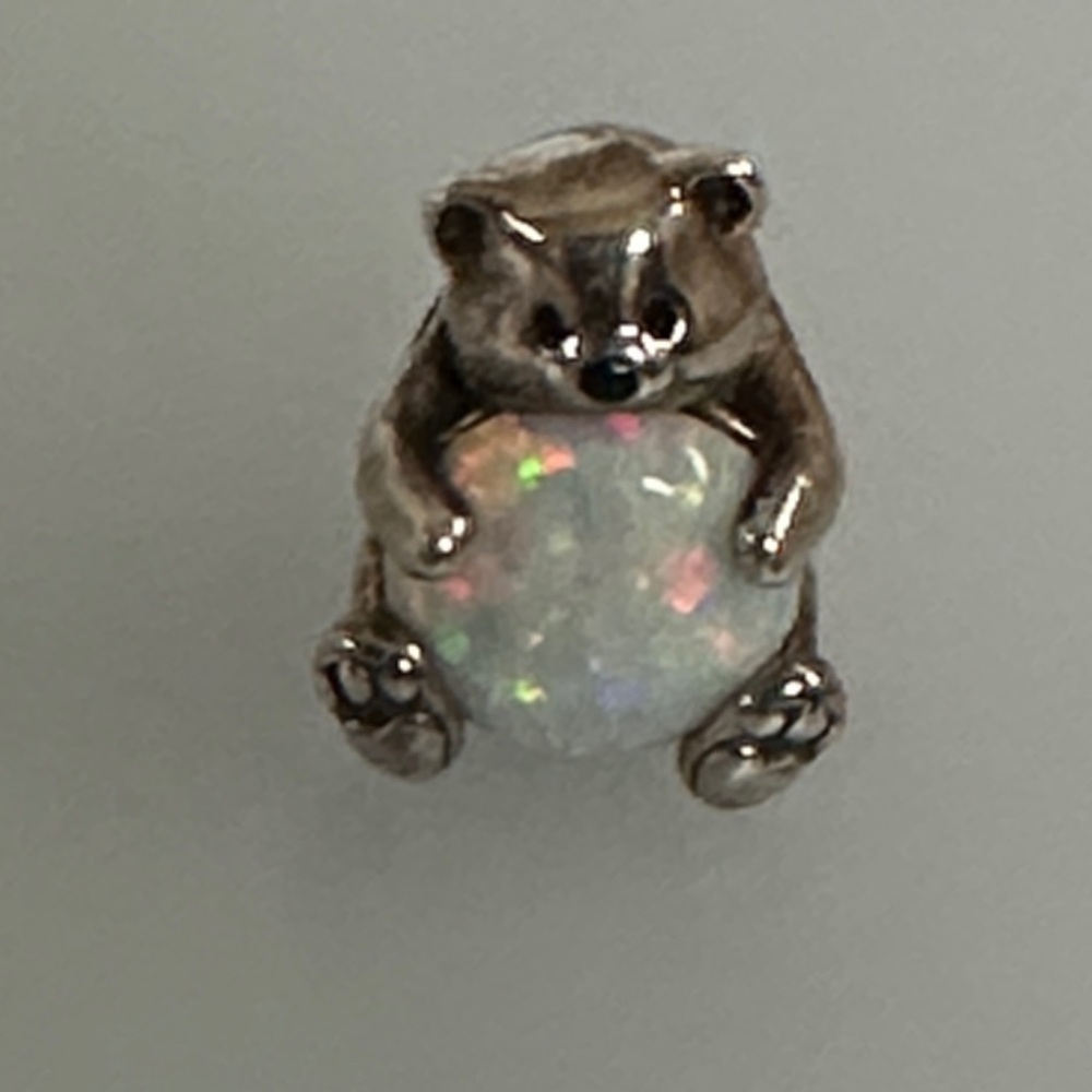 Pandora Silver Bear with Opal Stone charm